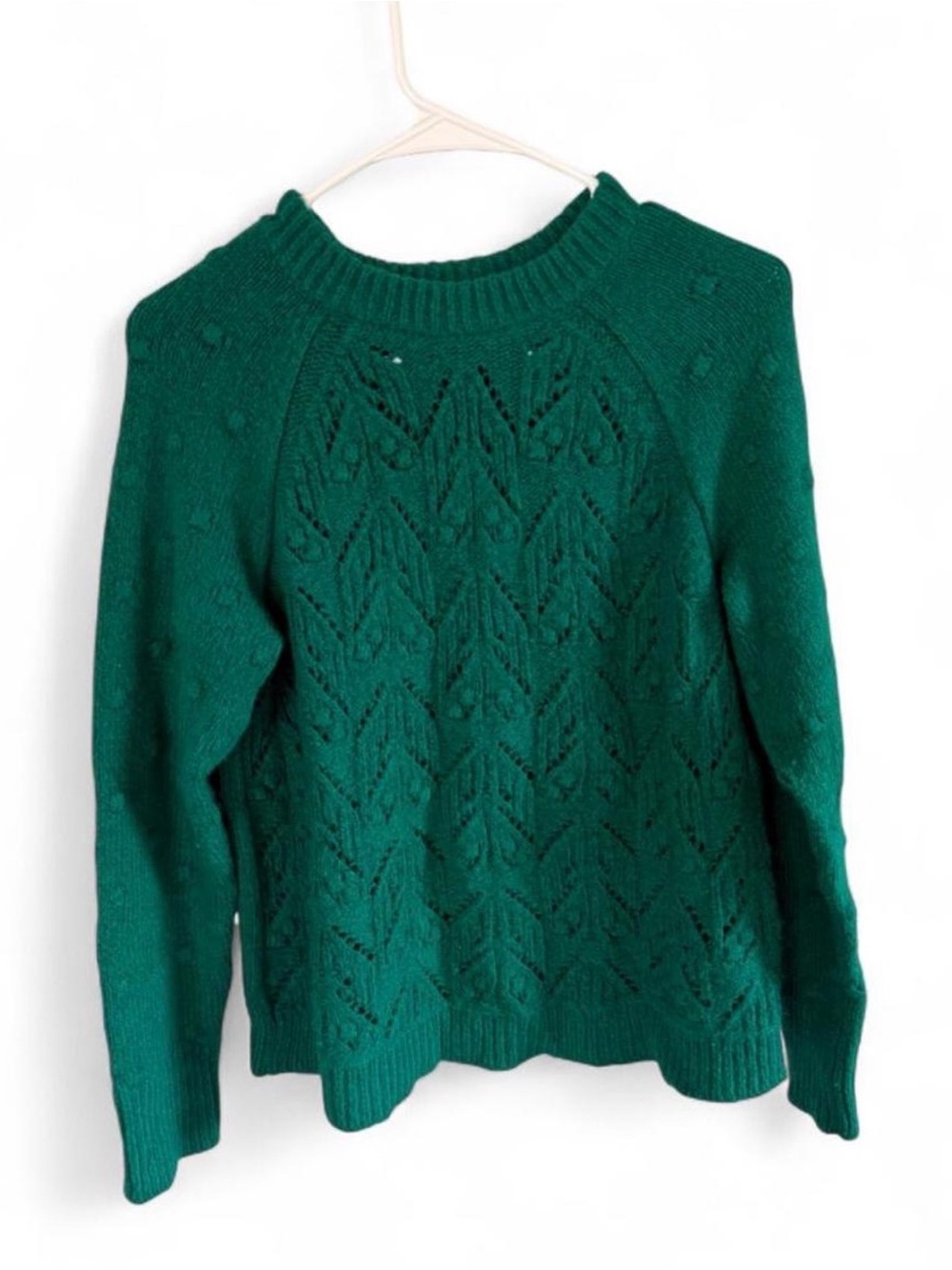 Sonoma Emerald Pointelle Crewneck Sweater
